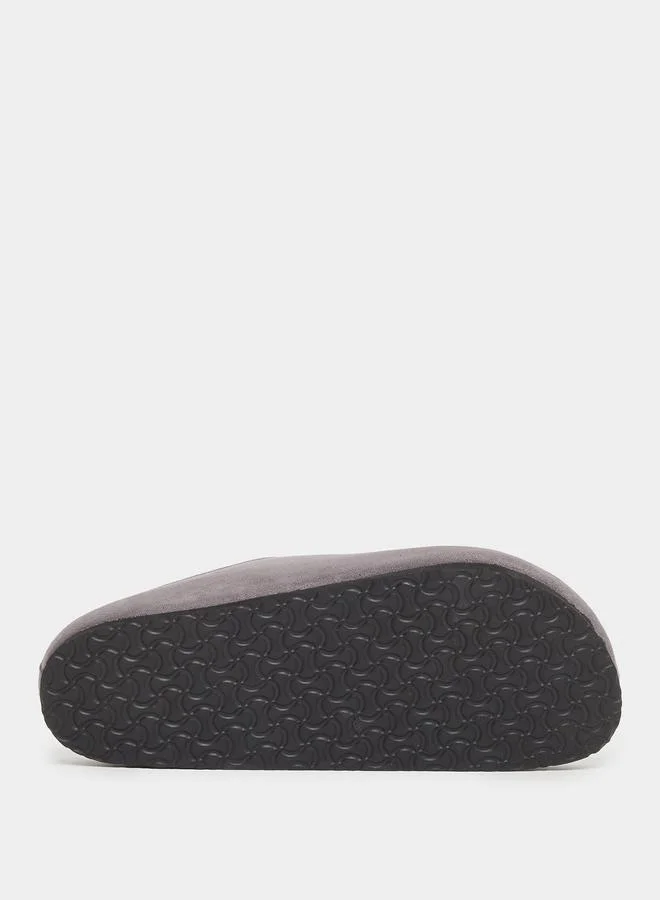 Styli Styli Plain Round Toe Faux Suede Clog Sandals