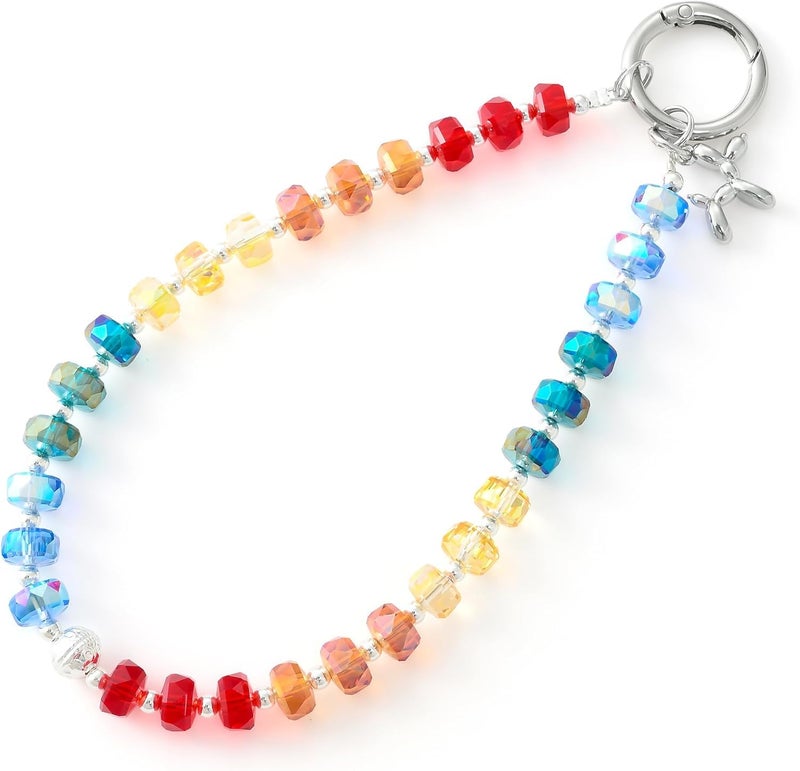 KHOLAD Crystal Phone Wrist Strap Phone Charm Chain Keychain Beaded Cellphone Lanyard with Tether Tab Hands-Free Wristlet Bracelet Wrist Grip Strap for Women - Image 1