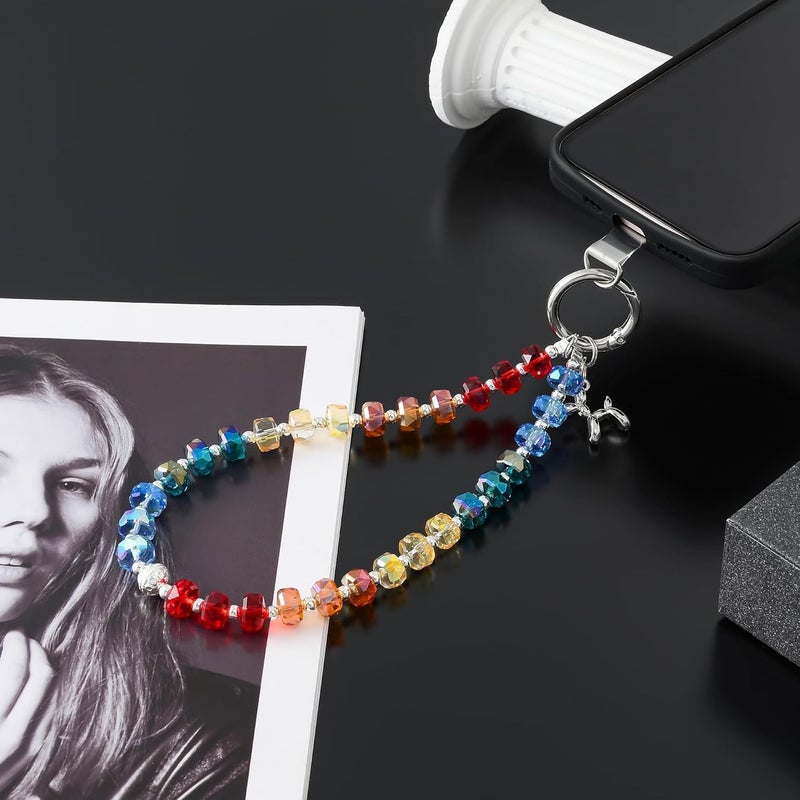 KHOLAD Crystal Phone Wrist Strap Phone Charm Chain Keychain Beaded Cellphone Lanyard with Tether Tab Hands-Free Wristlet Bracelet Wrist Grip Strap for Women - Image 5