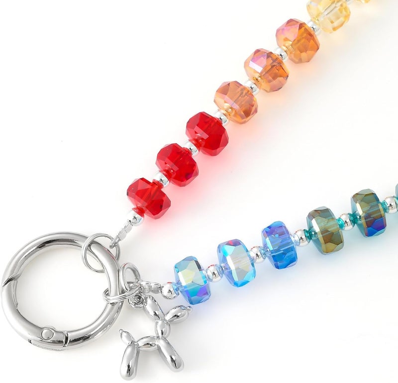 KHOLAD Crystal Phone Wrist Strap Phone Charm Chain Keychain Beaded Cellphone Lanyard with Tether Tab Hands-Free Wristlet Bracelet Wrist Grip Strap for Women - Image 2