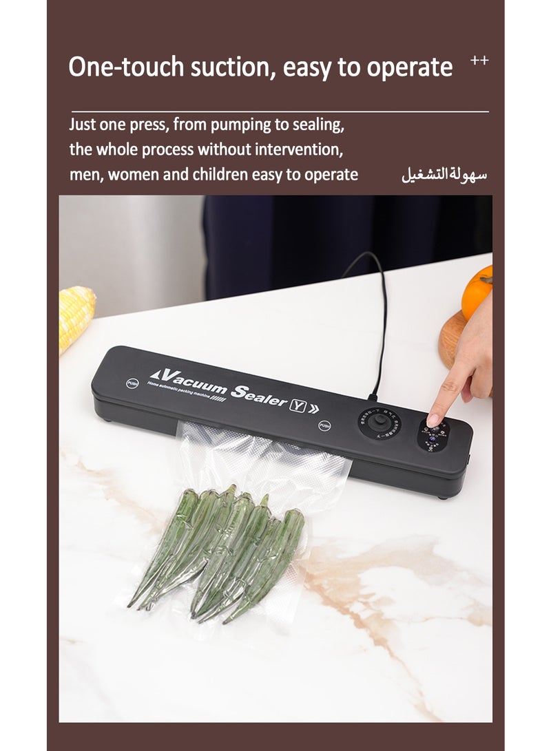 Vacuum Sealer Machine，Compact Food Extraction Vacuum Machine,Push-Button Type Food Vacuum Machine,Wet And Dry Universal,60kpa Compact Vacuum Sealing Machine, 1 Pcs Vacuum Sealer Machine+10 Pcs Food Bags  - Image 4