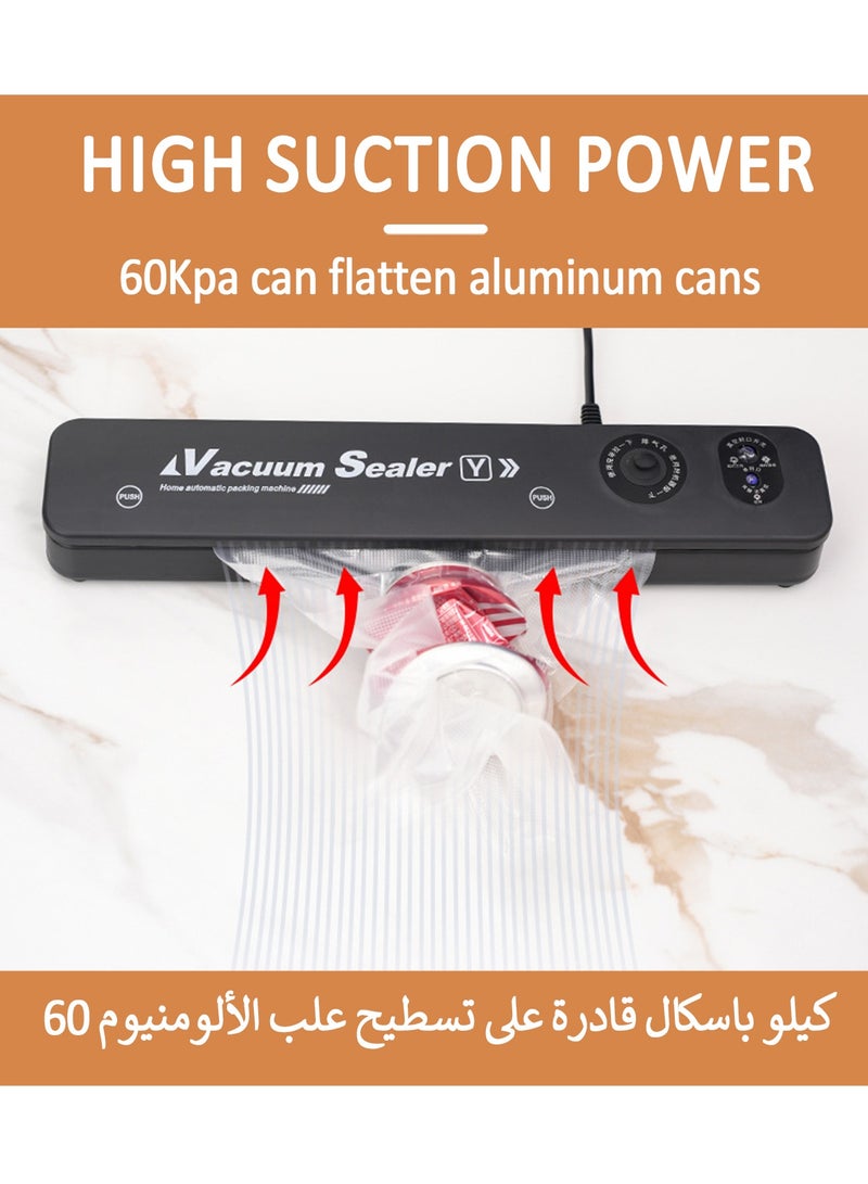 Vacuum Sealer Machine，Compact Food Extraction Vacuum Machine,Push-Button Type Food Vacuum Machine,Wet And Dry Universal,60kpa Compact Vacuum Sealing Machine, 1 Pcs Vacuum Sealer Machine+10 Pcs Food Bags  - Image 3