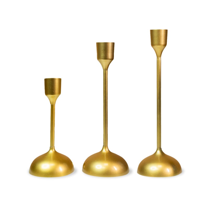 UrbanFix Metal Royal Candle Holders for Tapered Candles Pack of 3 Golden Christmas Candle Holder Tealight Holder Best Gift for Christmas Decor Christmas Decoration Dining Table