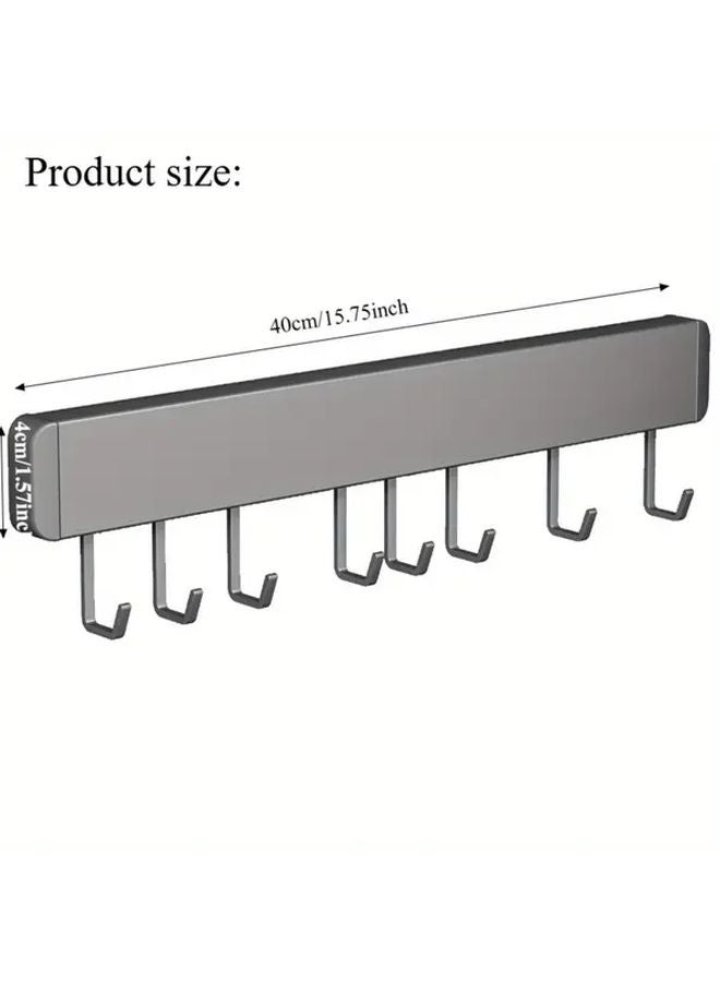 Gun Ash 8 Hooks No Drill Kitchen Rack Wall Mounted Utensil Holder With Strong Adhesive - Image 4