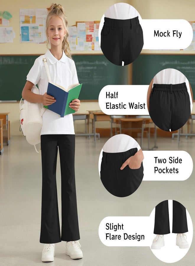 Dreammonkey Girls Flare Dress Pants Kids Bootcut School Uniform Slacks with Half Elastic Waist Size 6-15 Years, Black, 14-15 Years - Image 4