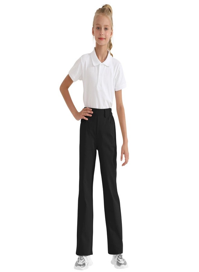 Dreammonkey Girls Flare Dress Pants Kids Bootcut School Uniform Slacks with Half Elastic Waist Size 6-15 Years, Black, 14-15 Years - Image 2