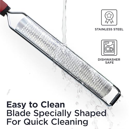 Deiss PRO Citrus Zester & Manual Cheese Grater - Parmesan, Lemon, Ginger, Garlic, Nutmeg, Chocolate - Sharp Stainless Steel Blade - Dishwasher Safe - Image 4
