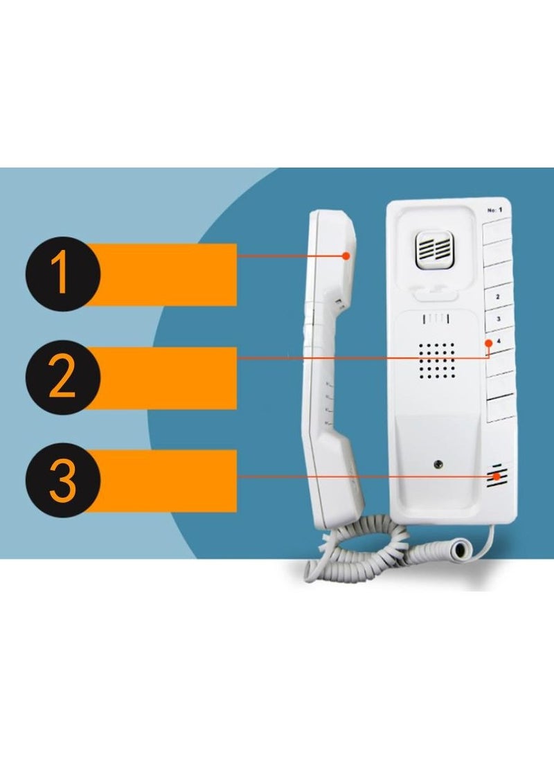 4-Way Intercom Audio Doorphone Loudly Clear Voice Doorbell Kit Easy to Install -RL-0004