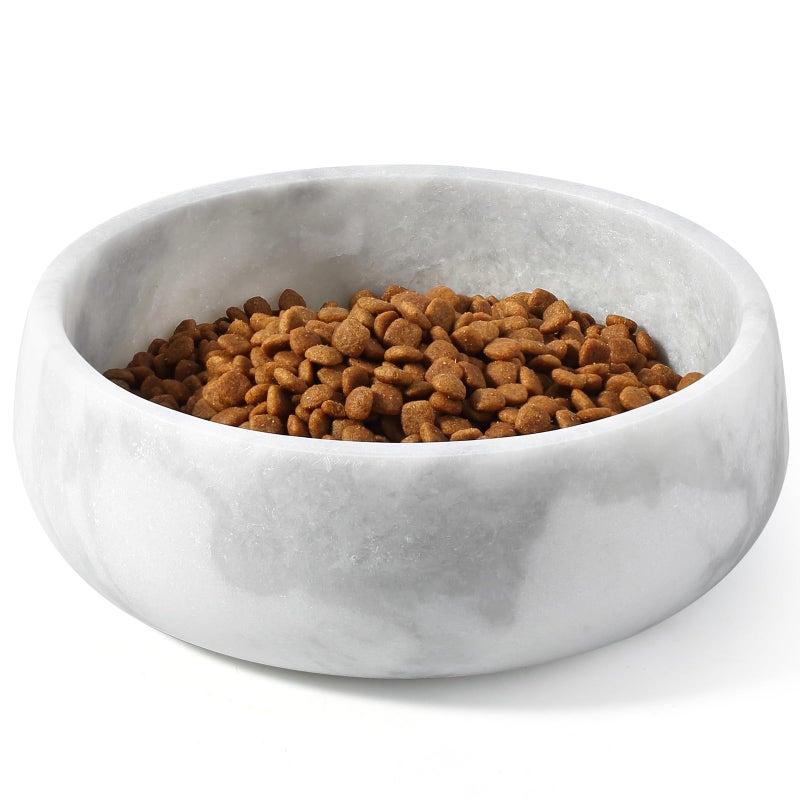 Karibiber Marble Dog Bowl, 5lbs Non-Slip Cat and Dog Food Bowl Dish, Non-Tipping Weighted Puppy Pet Dish, Grey Stone Durable Food and Water Bowls, Easy to Clean, Holds 4 Cups - Image 1