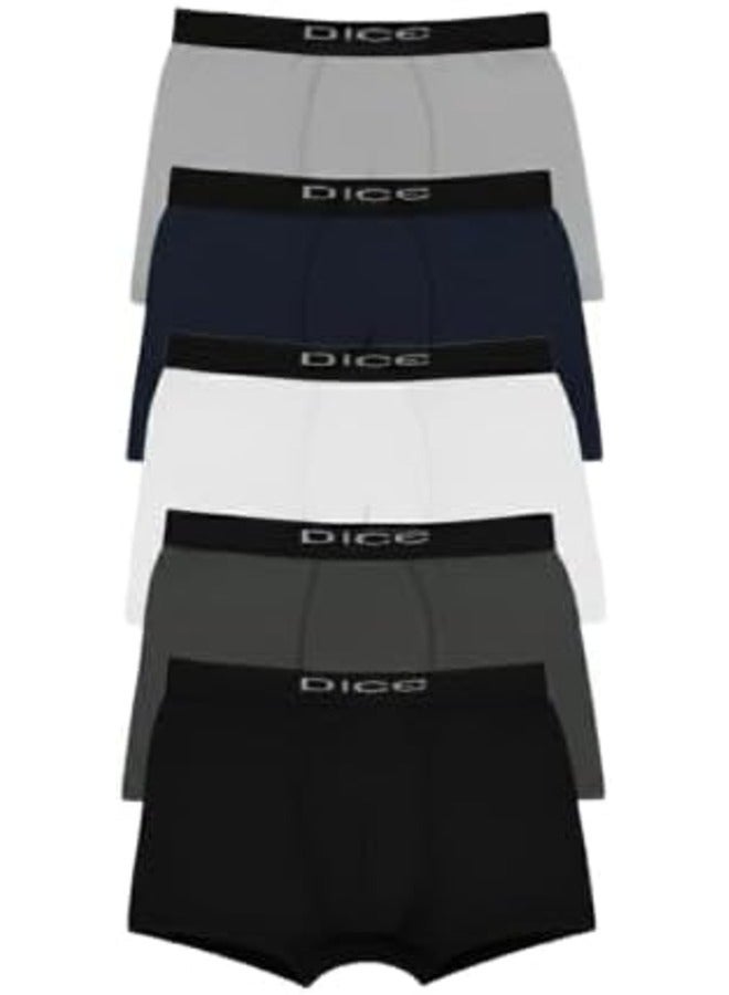 DICE Men's Lycra Boxer Briefs, Plain Colors P*5 - Image 1