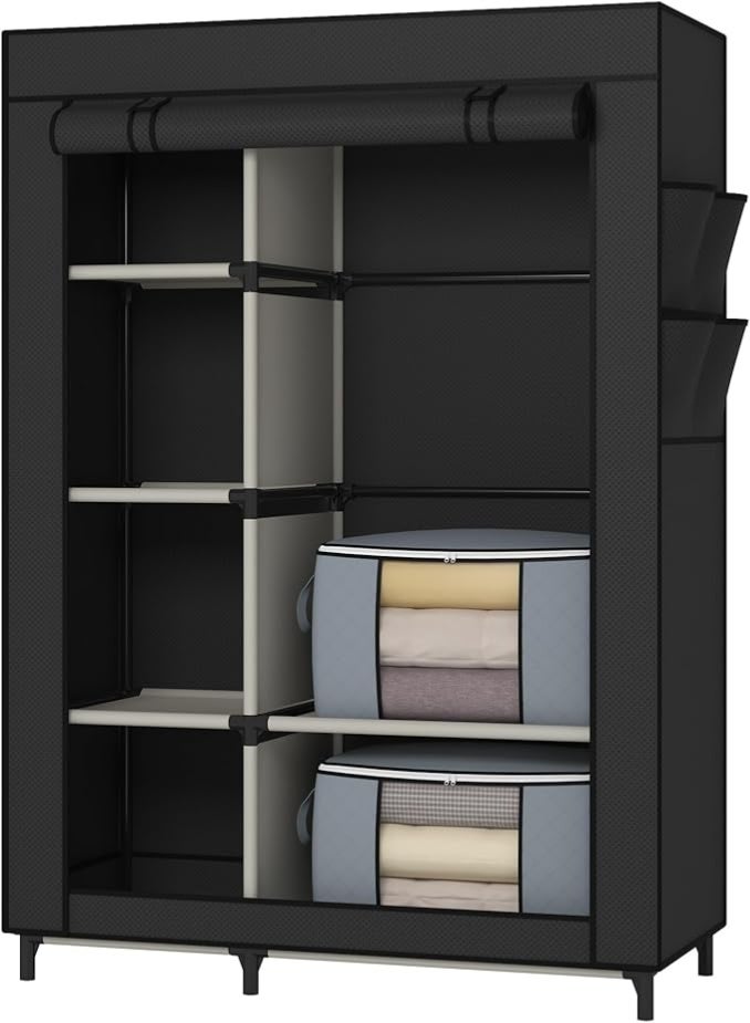 Generic Portable wardrobe, bedroom storage box, black  - Image 3