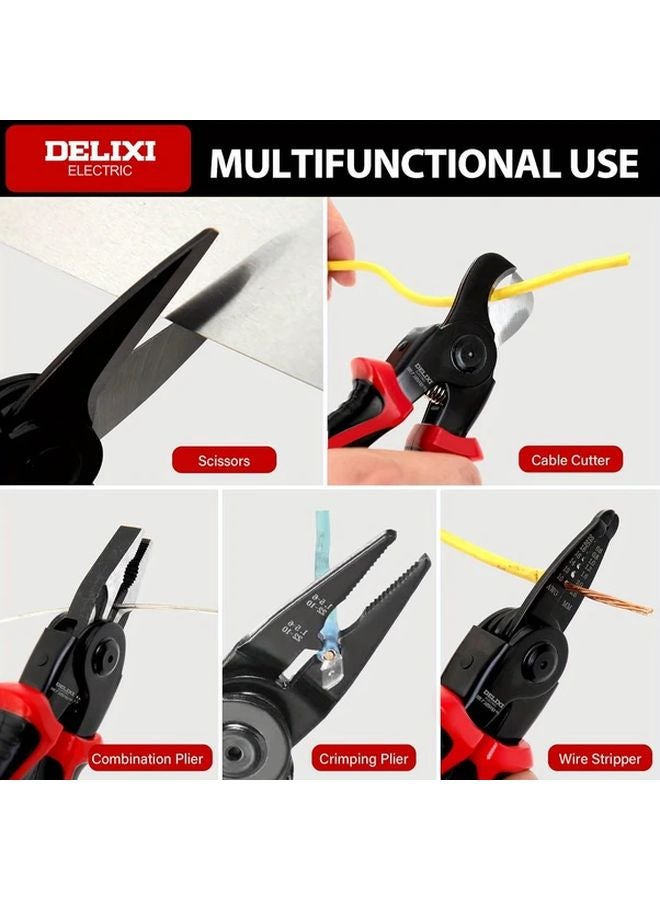 Delixi Five In One 8 Inch Multifunctional Pliers Set With Storage Case - Image 5