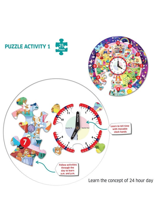 Chalk and Chuckles Tell The Time Clock Jigsaw Puzzle for Kids 3-6 Years, Educational & Learning Toys for Ages 4, 5 Year Old; Gift for Kids, Toddler, Preschool - Image 4