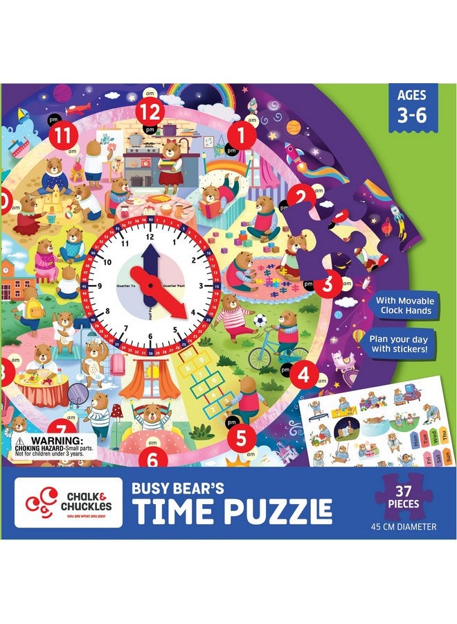 Chalk and Chuckles Tell The Time Clock Jigsaw Puzzle for Kids 3-6 Years, Educational & Learning Toys for Ages 4, 5 Year Old; Gift for Kids, Toddler, Preschool - Image 2
