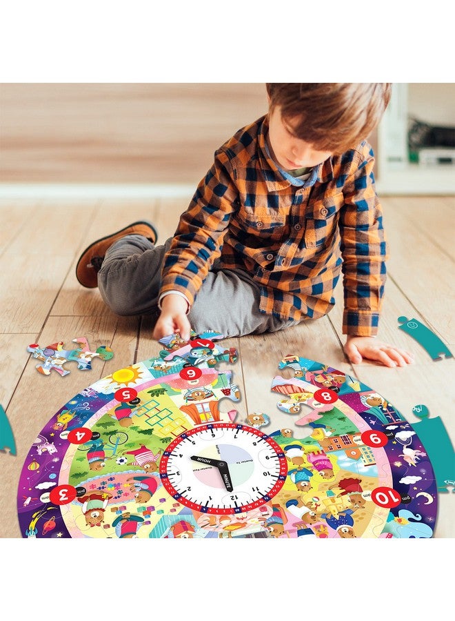 Chalk and Chuckles Tell The Time Clock Jigsaw Puzzle for Kids 3-6 Years, Educational & Learning Toys for Ages 4, 5 Year Old; Gift for Kids, Toddler, Preschool - Image 5