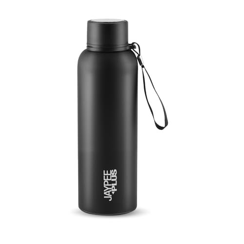 Jaypee Plus Vogue Stainless Steel Double Wall Thermosteel 650 ml Water Bottle ISI Certified Vaccum Insulated 24 hr Hot and Cold Water Bottle|Anti Skid Leakproof Bottle Office, Gym,Trekking,Black - Image 1