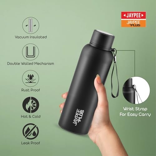 Jaypee Plus Vogue Stainless Steel Double Wall Thermosteel 650 ml Water Bottle ISI Certified Vaccum Insulated 24 hr Hot and Cold Water Bottle|Anti Skid Leakproof Bottle Office, Gym,Trekking,Black - Image 3