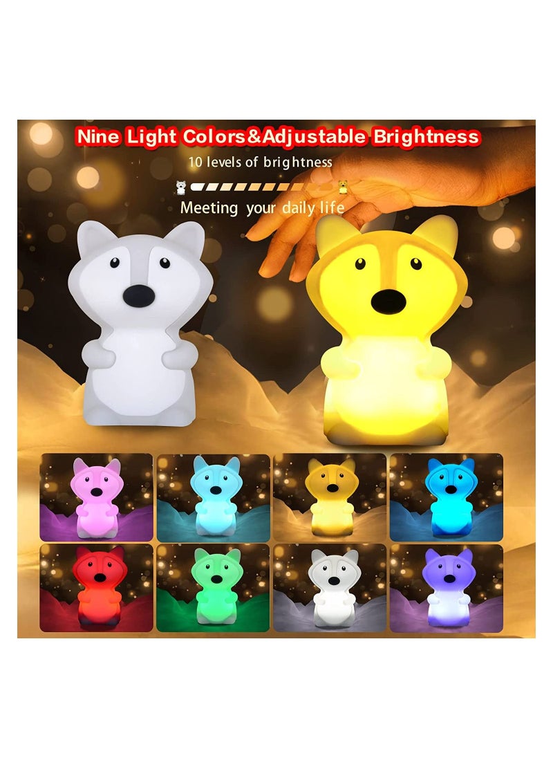 Y&D Kids Night Light Fox Silicone Nursery for Baby and Toddler Squishy Room Animal Lights Girls Boys Kawaii Lamp Cute Lamps Bedroom  - Image 2