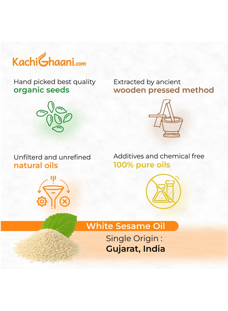 KachiGhaani.com Truly Cold Pressed White Sesame Oil | 100% Pure and Natural | Authentic Taste | Multi Purpose Use - Image 4