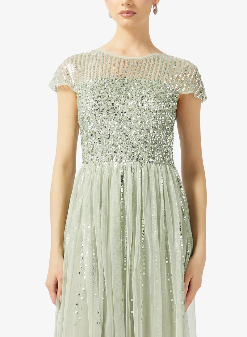 Maya  Embellished Short Sleeve Maxi Dress for Women | Best Price UAE