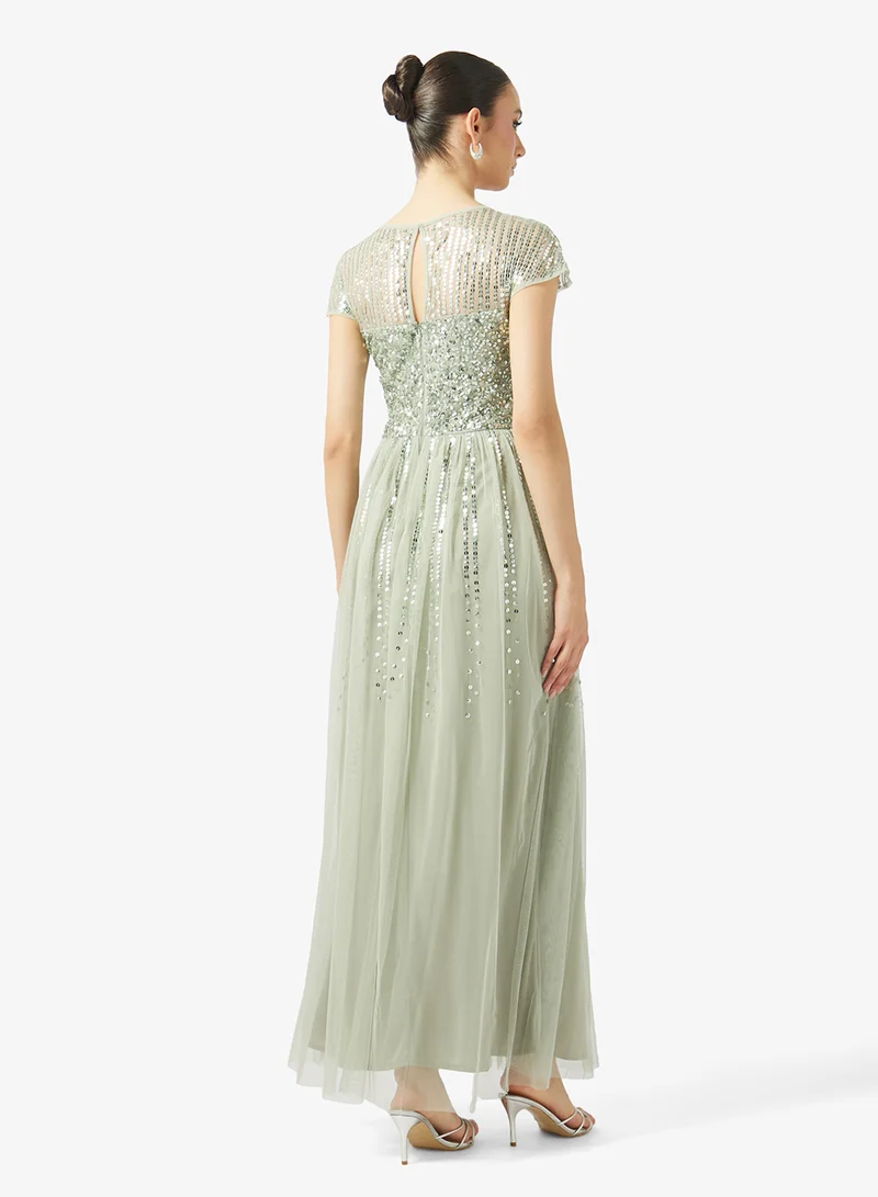Maya Embellished Short Sleeve Maxi Dress