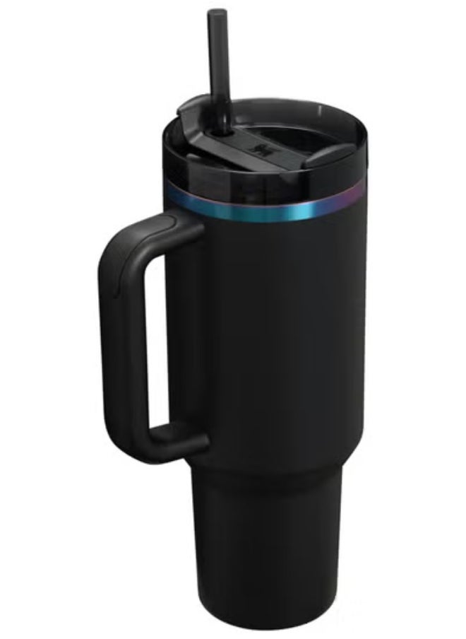 Stanley - STANLEY Quencher H2.0 Reusable Tumbler 40oz – Extra Large Stainless Steel Cup with Advanced FlowState Rotating Lid (Sip, Straw, Full-Cover Modes) | Double-Wall Vacuum Insulation for Cold Retention up to 2 Days | Eco-Friendly, BPA-Free, Foldable Handle | Sleek Black Chroma Finish - Image 1