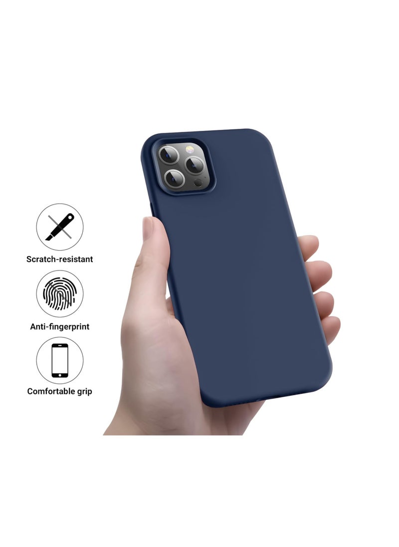 Generic - Compatible with iPhone 15 Pro Case 6.1", Slim Liquid Silicone 3 Layers Full Covered Soft Gel Rubber Cover Protective Phone Case with Anti-Scratch Microfiber Lining (Storm Blue) - Image 1