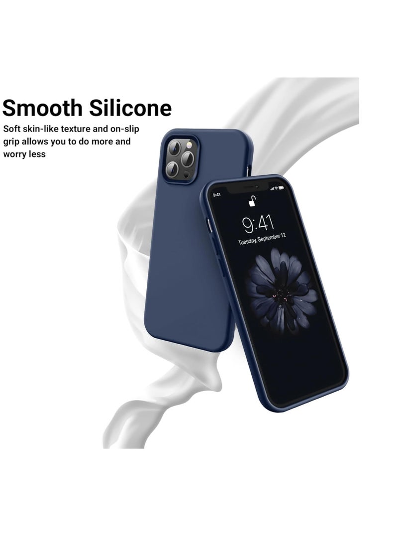 Generic - Compatible with iPhone 15 Pro Case 6.1", Slim Liquid Silicone 3 Layers Full Covered Soft Gel Rubber Cover Protective Phone Case with Anti-Scratch Microfiber Lining (Storm Blue) - Image 1