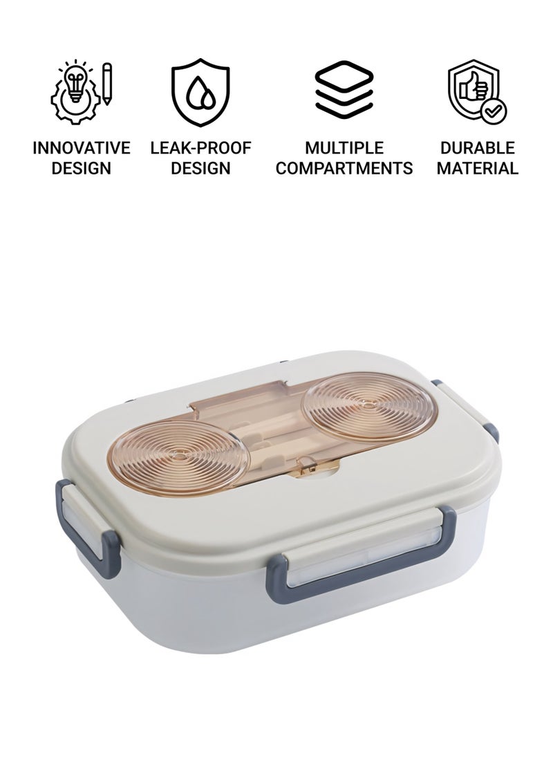flâneur - Lunch Box with Cutlery and Transparent Lid, 1300ml - Durable Food Container, Leak-Proof Lunchbox, Perfect for School, Work, and Travel, with Convenient Cutlery Included - Image 1