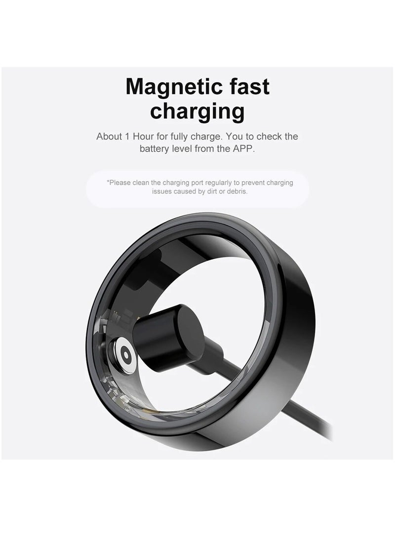 R02 Smart Ring Military Grade Titanium Steel Shell Health Monitoring IP68  3ATM Waterproof Multi-sport Modes (Deep Grey, 19.8mm) - Image 5