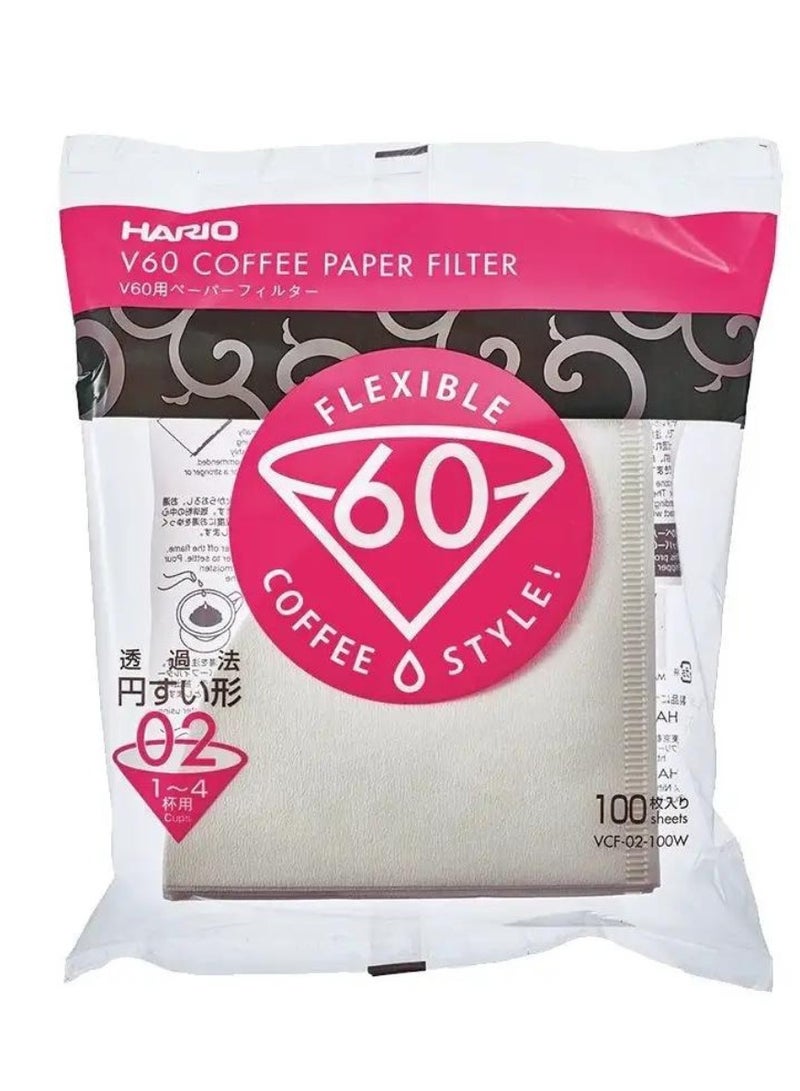 هاريو HARIO V60 Paper Coffee Filters – 02, White-Tabbed 