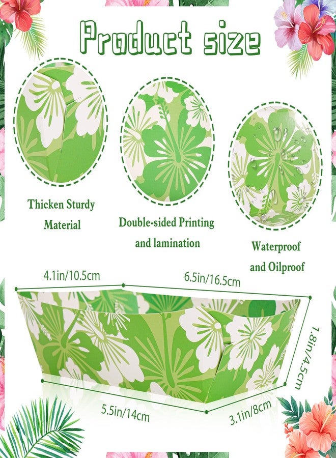 HOWAF 24 PCS Hawaiian Hibiscus Party Paper Food Trays Disposable Food Boats Hawaiian Food Tray Party Supplies for Hibiscus Party Hawaiian Aloha Party Hawaiian Tropical Party Decorations - Image 2