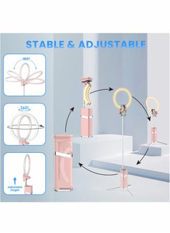 Y&D Foldable Portable Travel Selfie Ring Light, 10” Rechargeable Cordless 4000mAh Battery, 79” Tripod Stand Light for Selfie, Live Stream, Pink  - Image 4