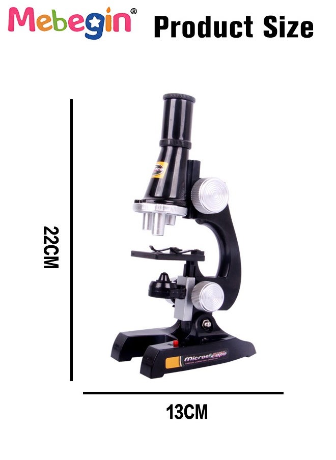 10 Pcs Microscope Kit, Beginner Metal Microscope Kit with 4 Pcs Microscope Slides, Complete Science Kit, Laboratory and Esperiment Kit with 450X Microscope, Educational and Scientific Toys for Kids Aged 8+, 7.5*13*22CM