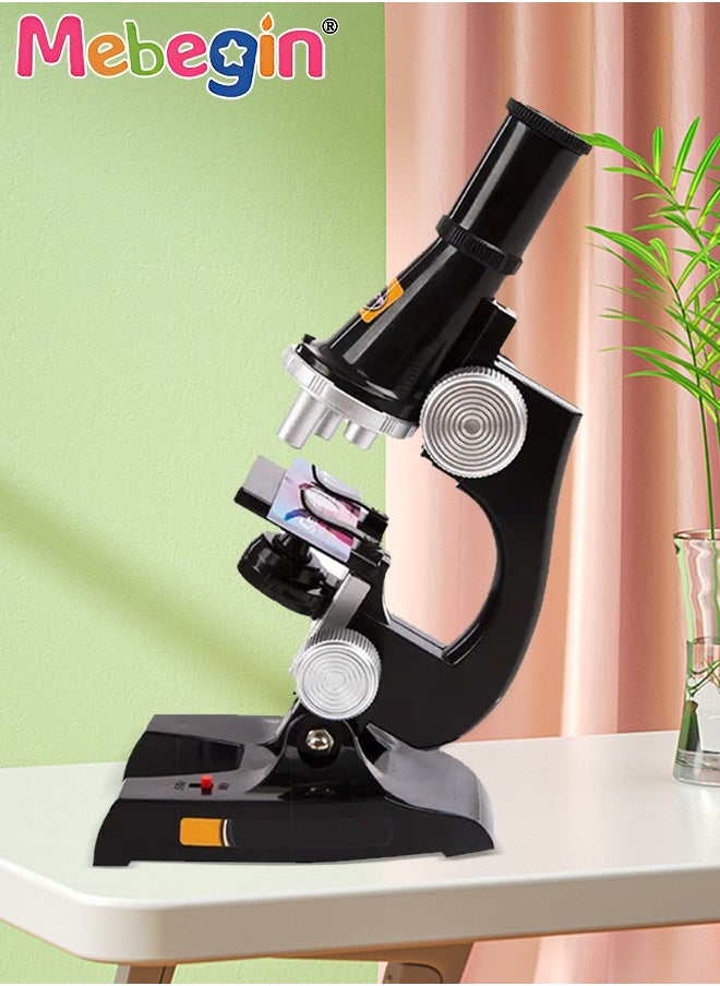 10 Pcs Microscope Kit, Beginner Metal Microscope Kit with 4 Pcs Microscope Slides, Complete Science Kit, Laboratory and Esperiment Kit with 450X Microscope, Educational and Scientific Toys for Kids Aged 8+, 7.5*13*22CM