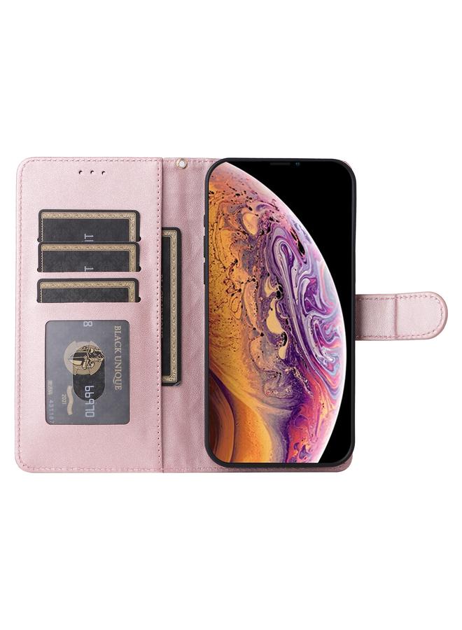 اس-توب جراب هاتف iPhone XS / X من الجلد بتصميم شبكي ماسي قابل للطي - Image 4