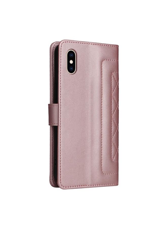 اس-توب جراب هاتف iPhone XS / X من الجلد بتصميم شبكي ماسي قابل للطي - Image 3