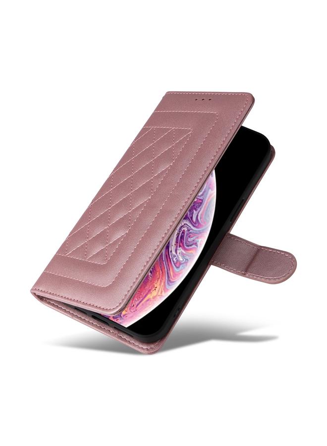 اس-توب جراب هاتف iPhone XS / X من الجلد بتصميم شبكي ماسي قابل للطي - Image 5