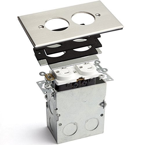 ENERLITES Screw Cap Cover Floor Box kit, 5” x 2.8” 1-Gang, 20A Tamper-Weather Resistant Duplex Receptacle Outlet, Watertight Gasket, Corrosive Resistant, UL Listed, 975506-SS, Stainless Steel - Image 2