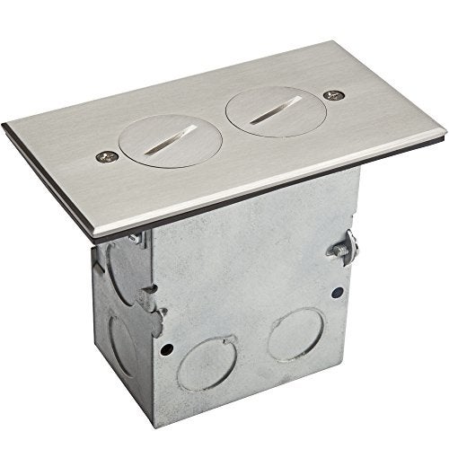 ENERLITES Screw Cap Cover Floor Box kit, 5” x 2.8” 1-Gang, 20A Tamper-Weather Resistant Duplex Receptacle Outlet, Watertight Gasket, Corrosive Resistant, UL Listed, 975506-SS, Stainless Steel - Image 1