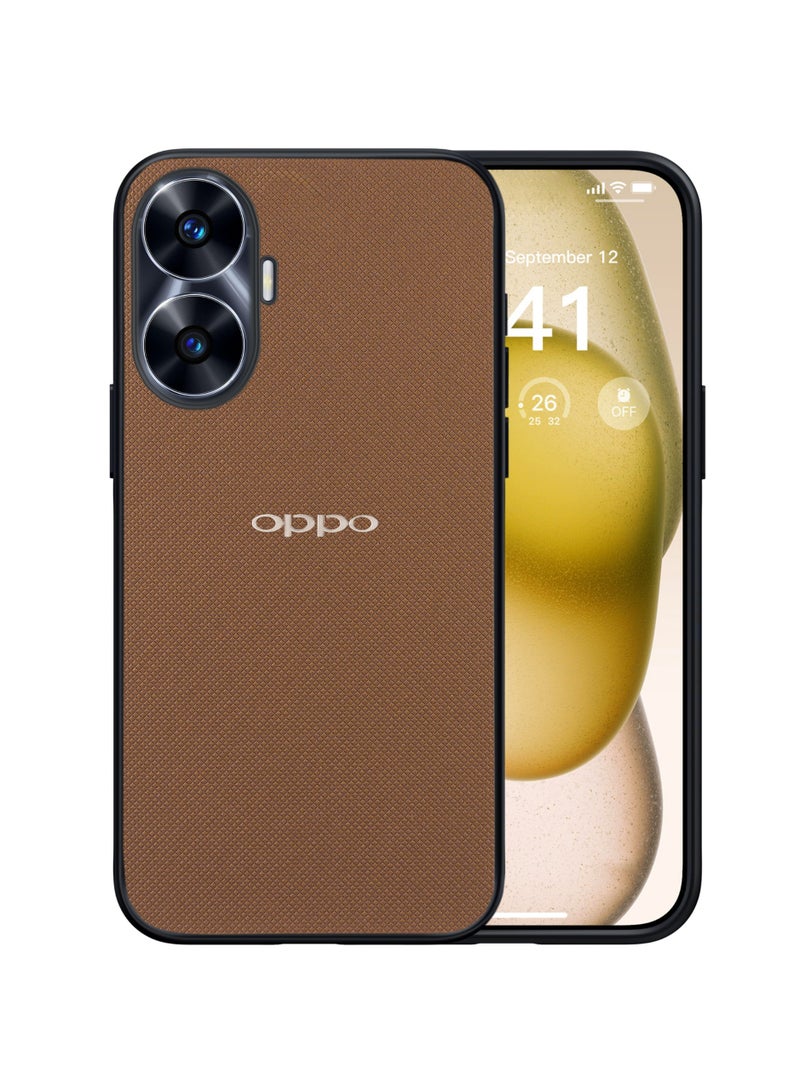 متوافق مع حافظة Realme C55 بطبقة مزدوجة وغطاء واقٍ للهاتف الخلوي شديد التحمل ومقاوم للصدمات ومتين مع نسيج مانع للانزلاق - بني