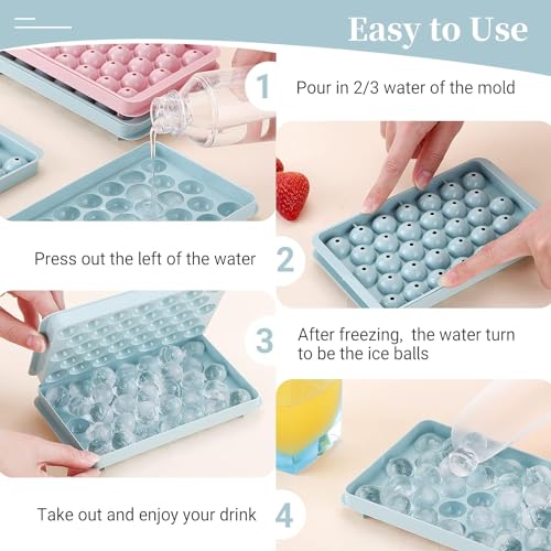Home-Cloud HomeCloud Ice Cube Trays with Box, Lid & a Scoop (33x3=99Cubes) - Perfect for Chilled Drinks | Complete Set with Packs of 3 Trays, Ice Bin with Lid and Scoop - BPA Free, Easy Release (Pink+Blue) - Image 3