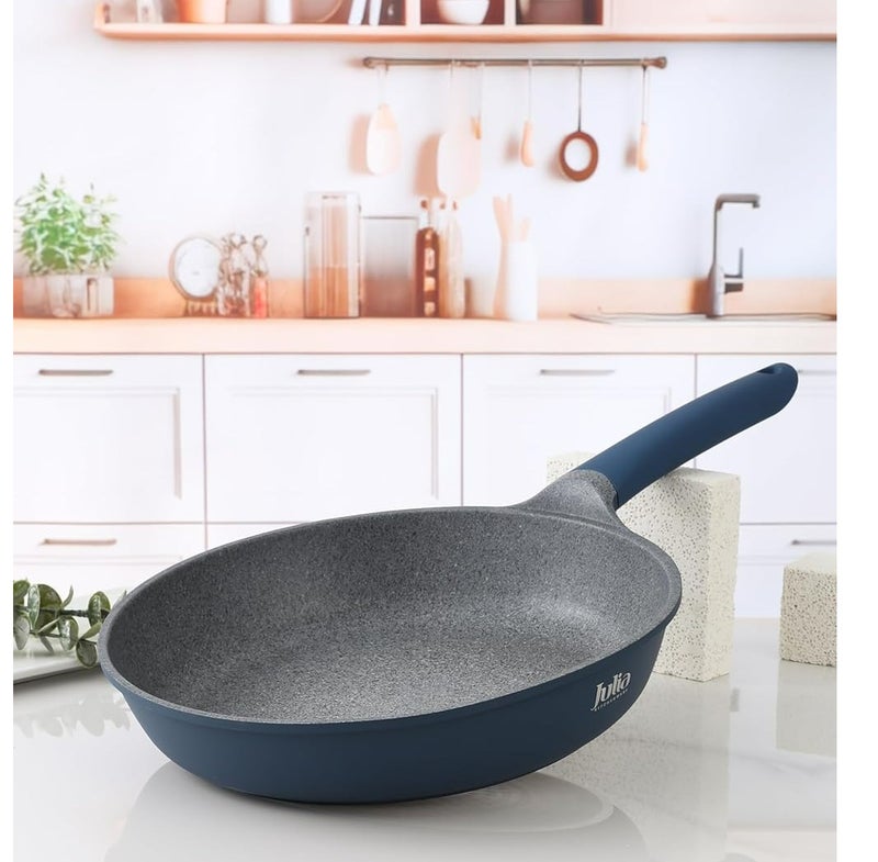 مِقلاة جوليا  إيليت يوني 24 سم - أزرق - جرانيت رمادي غير لاصق - يدعم الحث الحراري