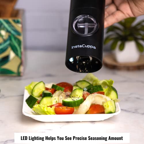 InstaCuppa Electric Salt Pepper Grinder - One-flip to Trigger Grinding, Battery Operated Automatic Mill with Adjustable Coarseness - Black Peppercorns, Sea Salt Pepper Shakers - Image 5