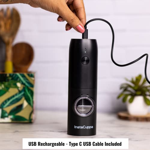 InstaCuppa Electric Salt Pepper Grinder - One-flip to Trigger Grinding, Battery Operated Automatic Mill with Adjustable Coarseness - Black Peppercorns, Sea Salt Pepper Shakers - Image 4