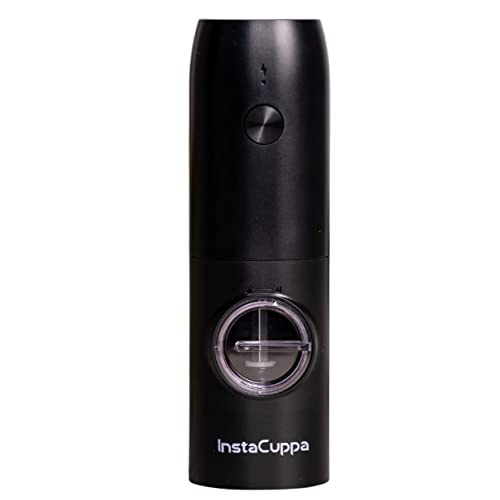 InstaCuppa Electric Salt Pepper Grinder - One-flip to Trigger Grinding, Battery Operated Automatic Mill with Adjustable Coarseness - Black Peppercorns, Sea Salt Pepper Shakers - Image 1