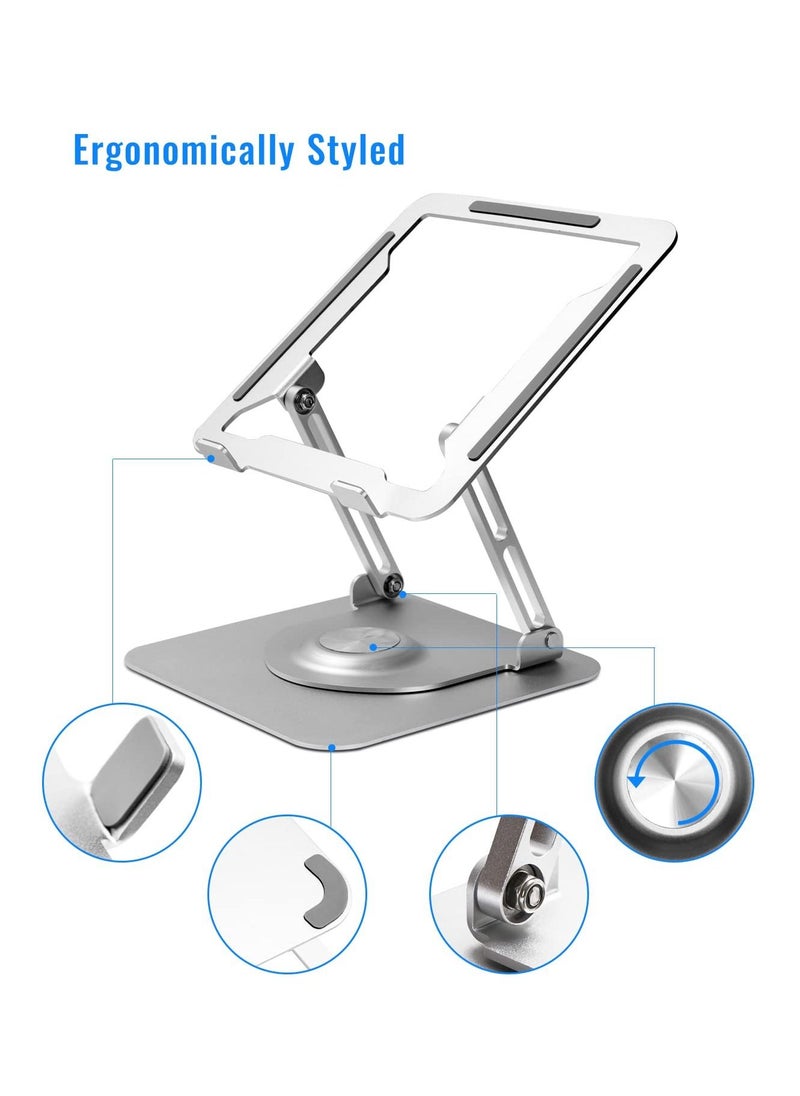 Arabest - Laptop Stand for Office 360° Rotating Base, Height Adjustable Laptop Stand, Adjustable Aluminum Laptop Stand Foldable - Image 1