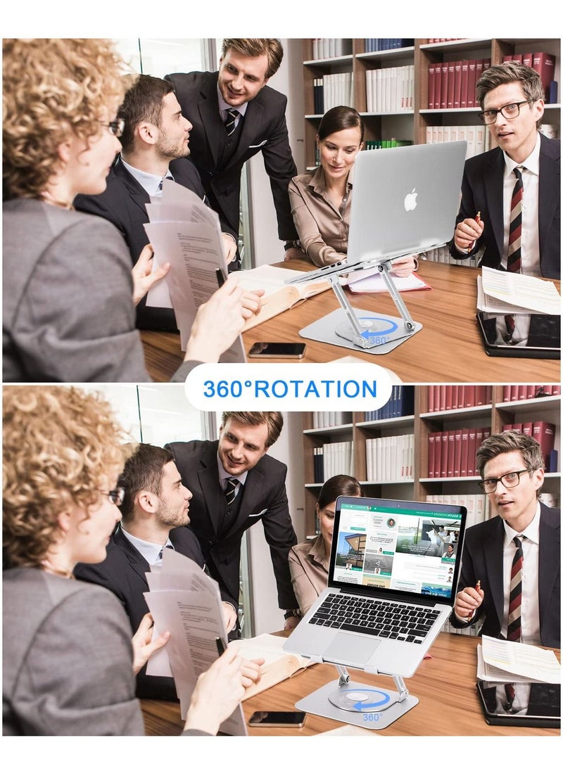 Arabest - Laptop Stand for Office 360° Rotating Base, Height Adjustable Laptop Stand, Adjustable Aluminum Laptop Stand Foldable - Image 1