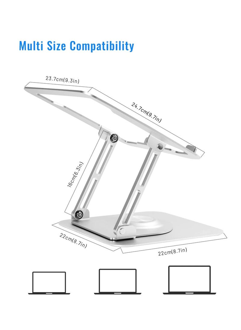 Arabest - Laptop Stand for Office 360° Rotating Base, Height Adjustable Laptop Stand, Adjustable Aluminum Laptop Stand Foldable - Image 1