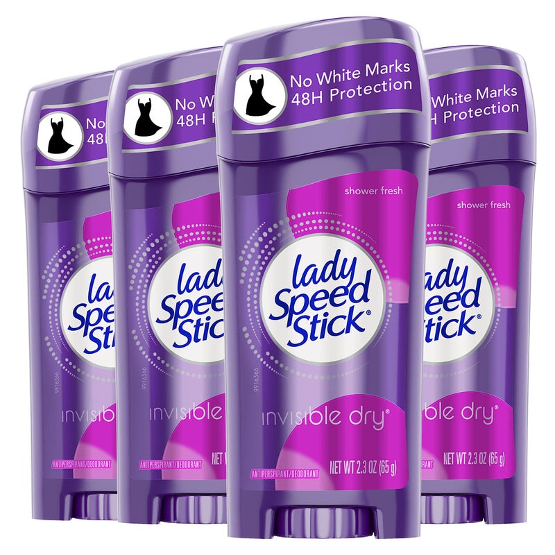 Lady Speed Stick مزيل العرق السريع للسيدات غير المرئي، رائحة منعشة، 2.3 أونصة، 4 عبوات - Image 1
